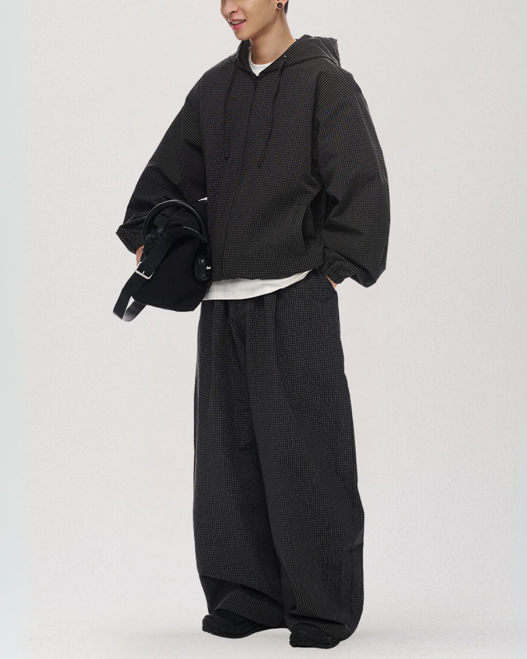Tuck Wide Check Pants　WP083