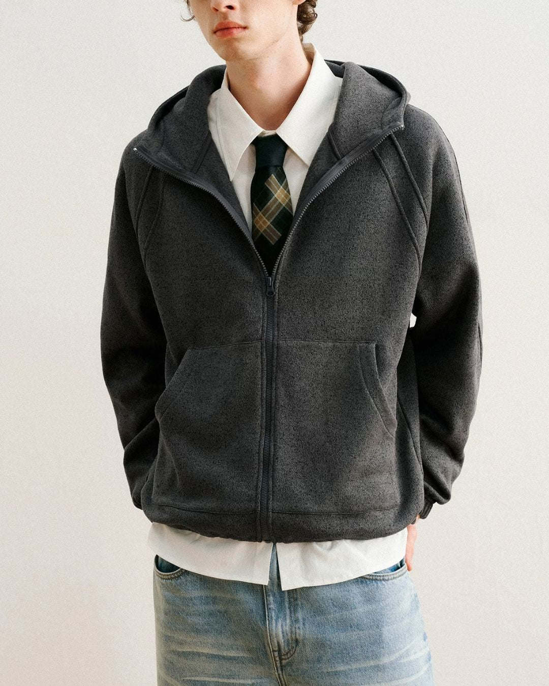 Heathered Zip Hoodie　HD085
