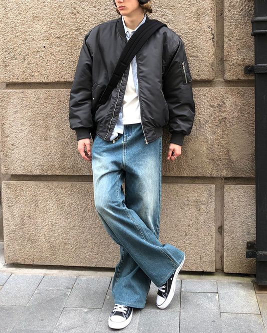 Washed Blue Straight Jeans　DP051