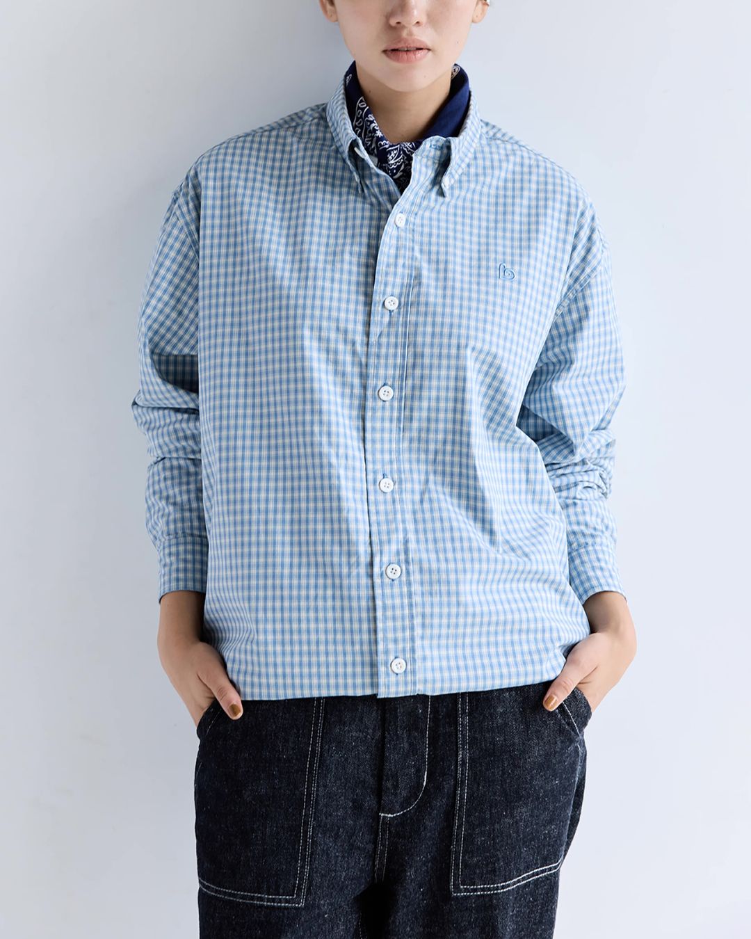 Cotton One-point Check Shirt　LS103