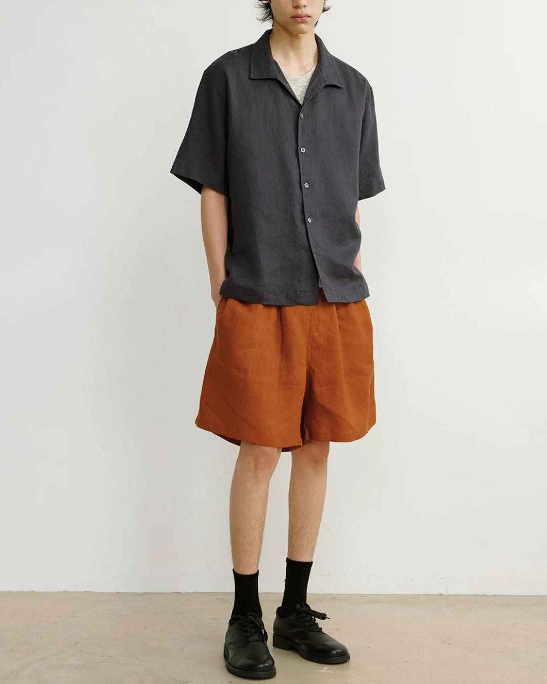 Natural Linen Drawstring Shorts　SP074