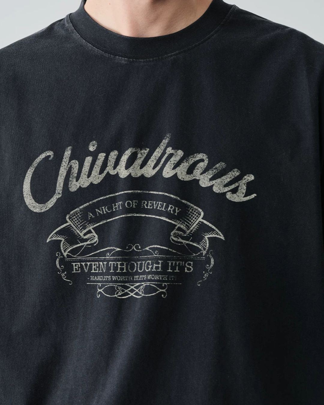 Washed Retro Print T-shirt　ST196