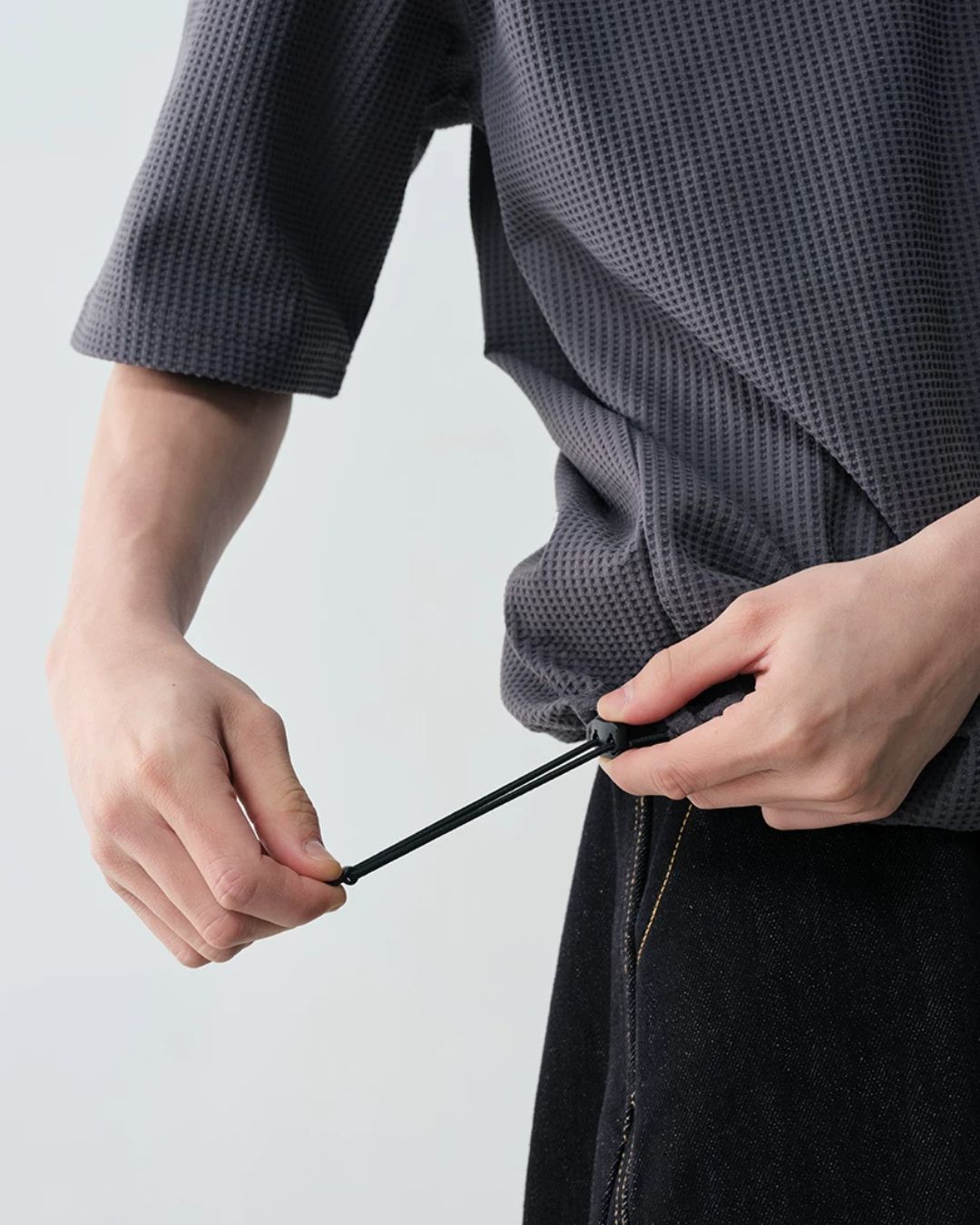 Drawstring Waffle Polo Shirt　SS082