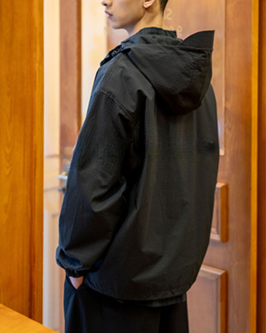 Half-Zip Check Hooded Jacket　JK237