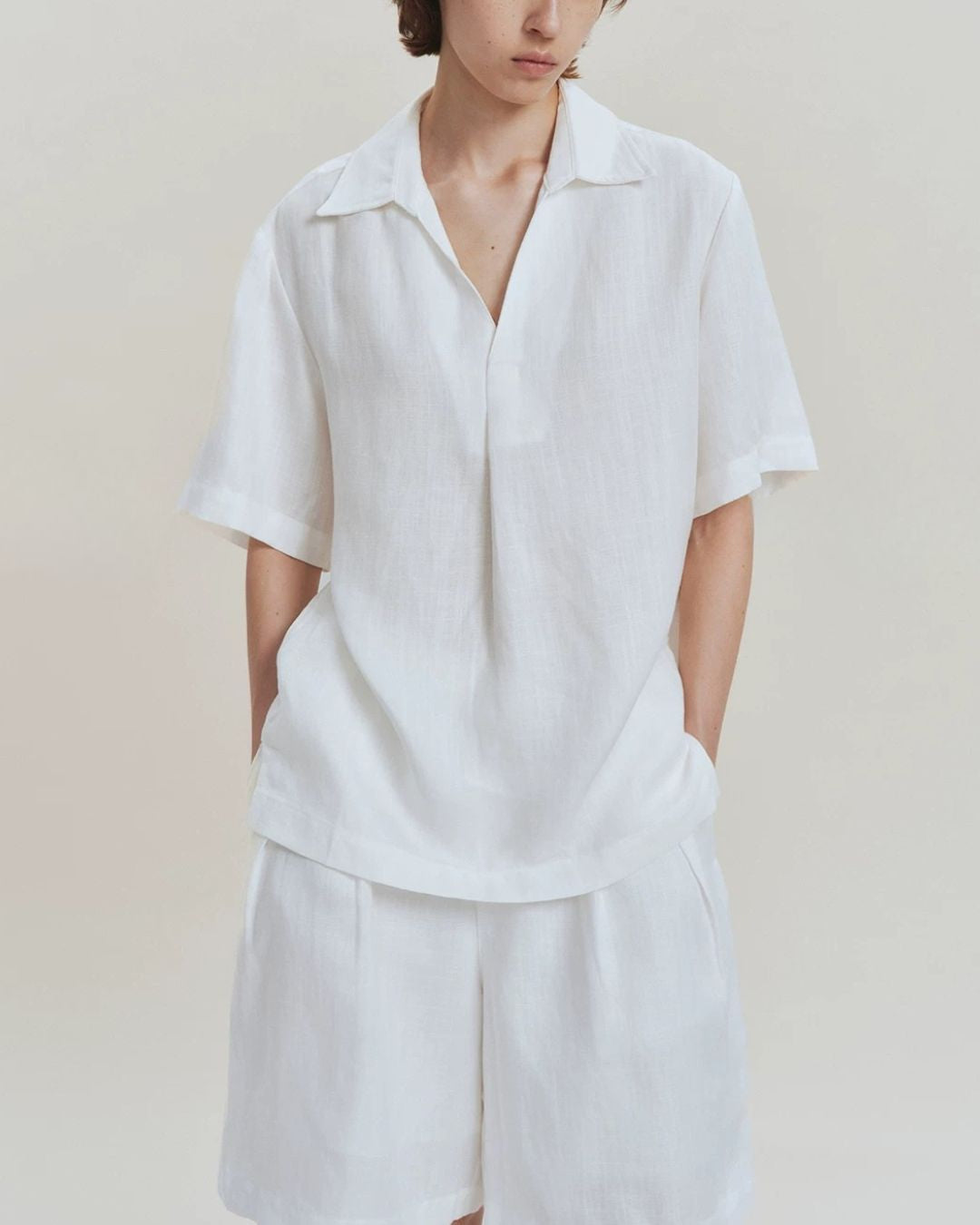 Linen Relaxed Skipper Shirt　SS095
