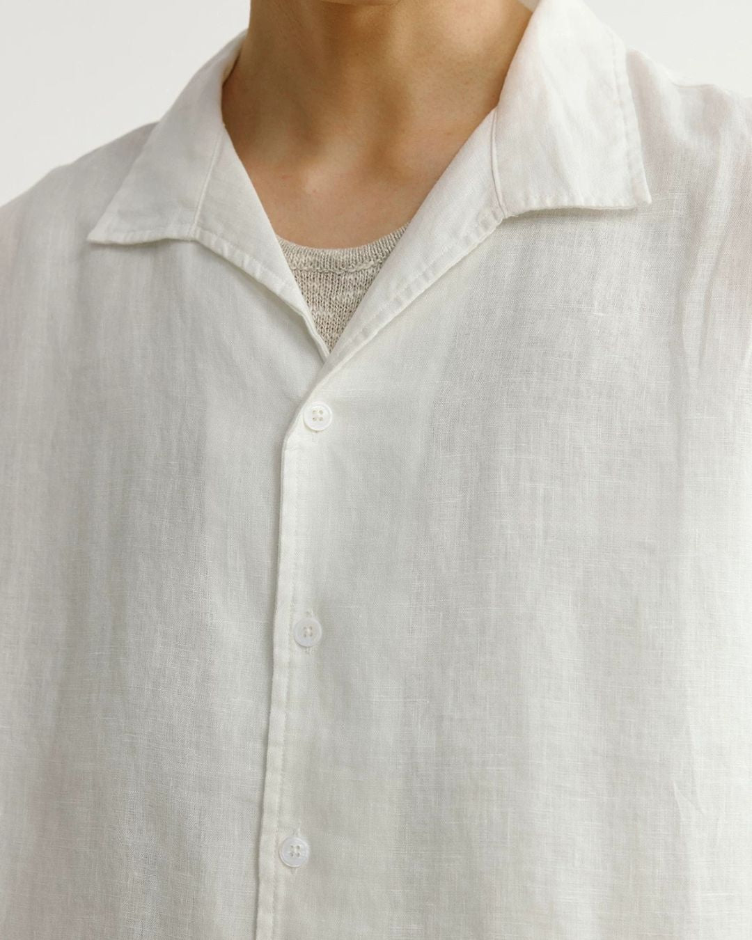 Natural Linen Open-collar Shirt　SS089