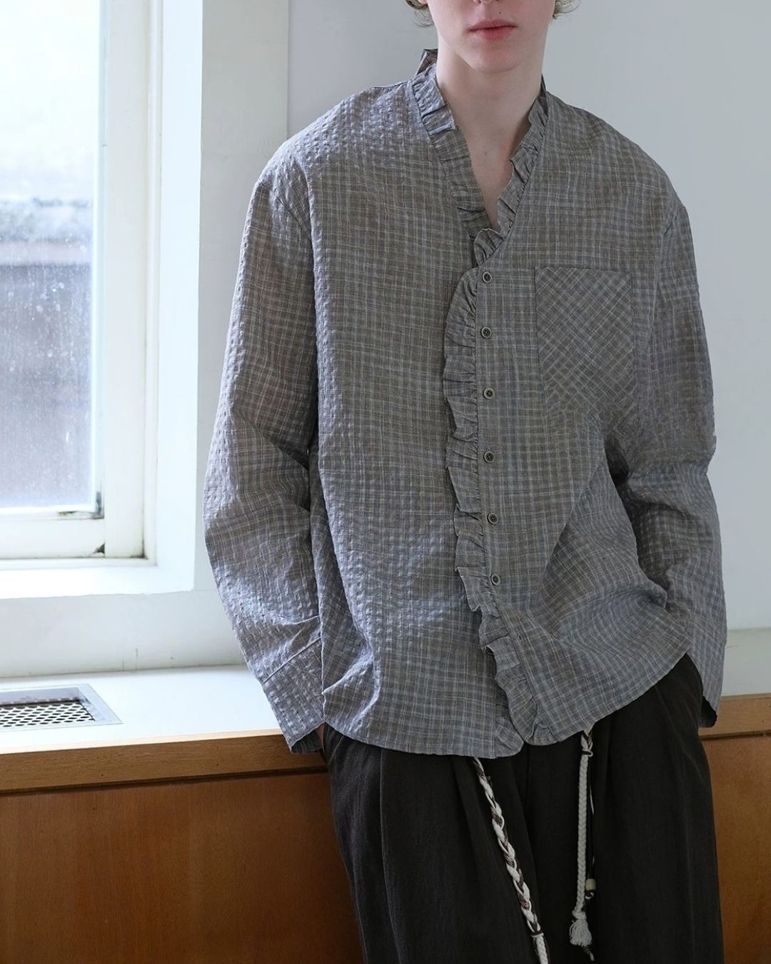 Ruffle Check Shirt　LS114