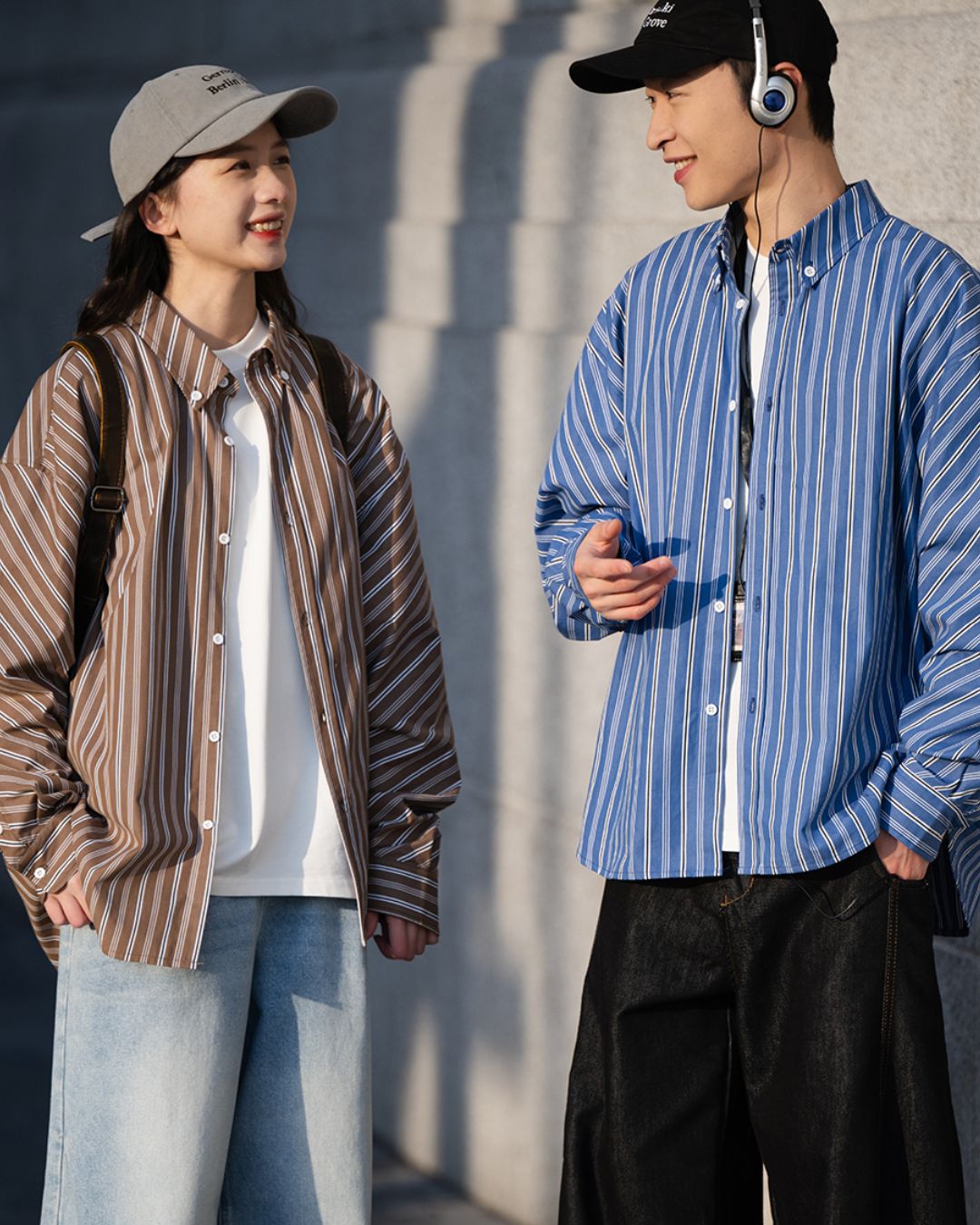 Contrast Casual Striped Shirt　LS091