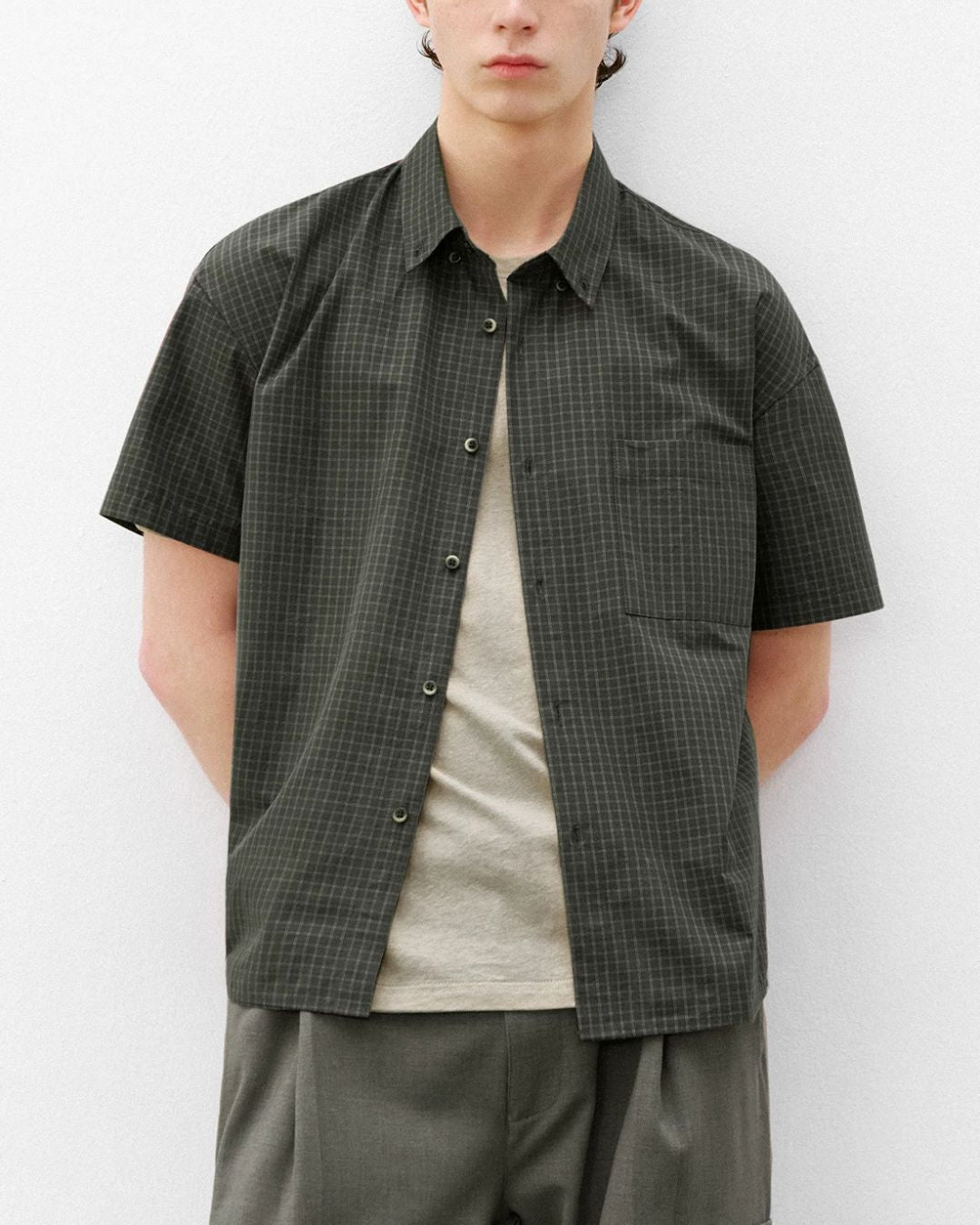 Sand-washed Plaid Shirt　SS094