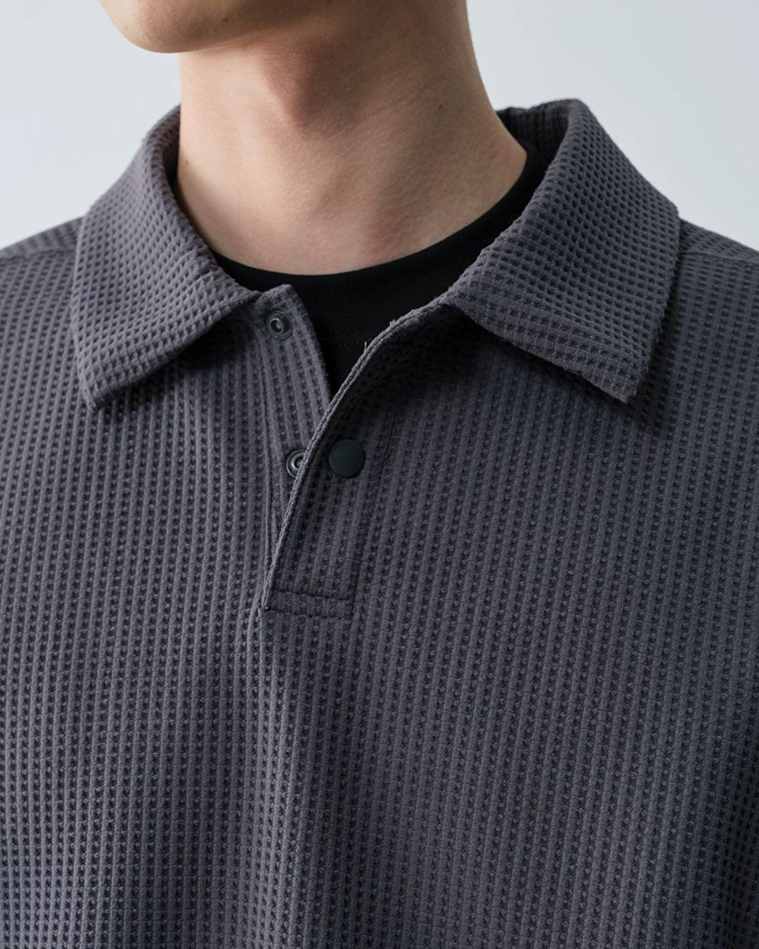 Drawstring Waffle Polo Shirt　SS082