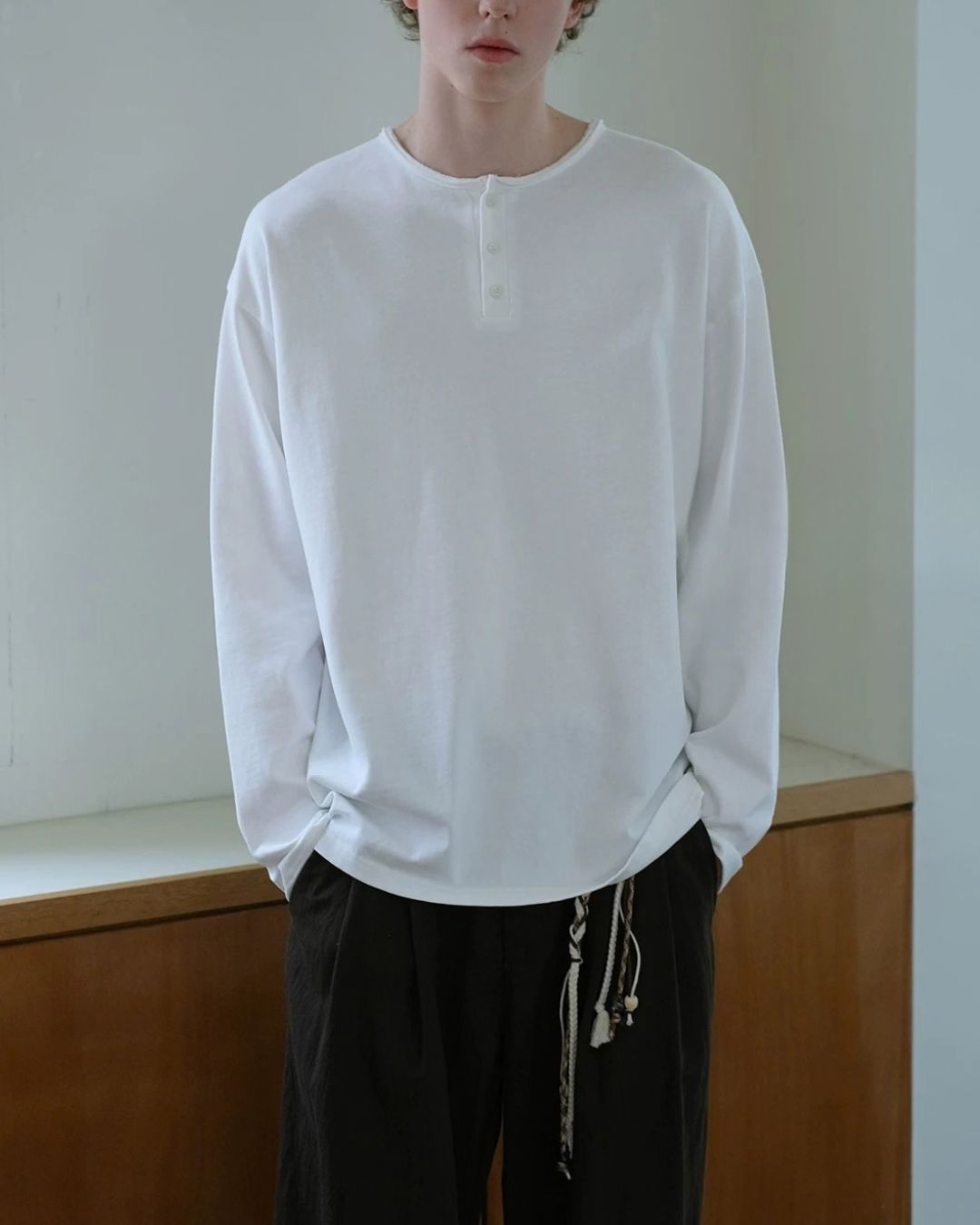 Washed Henley T-Shirt　LT093