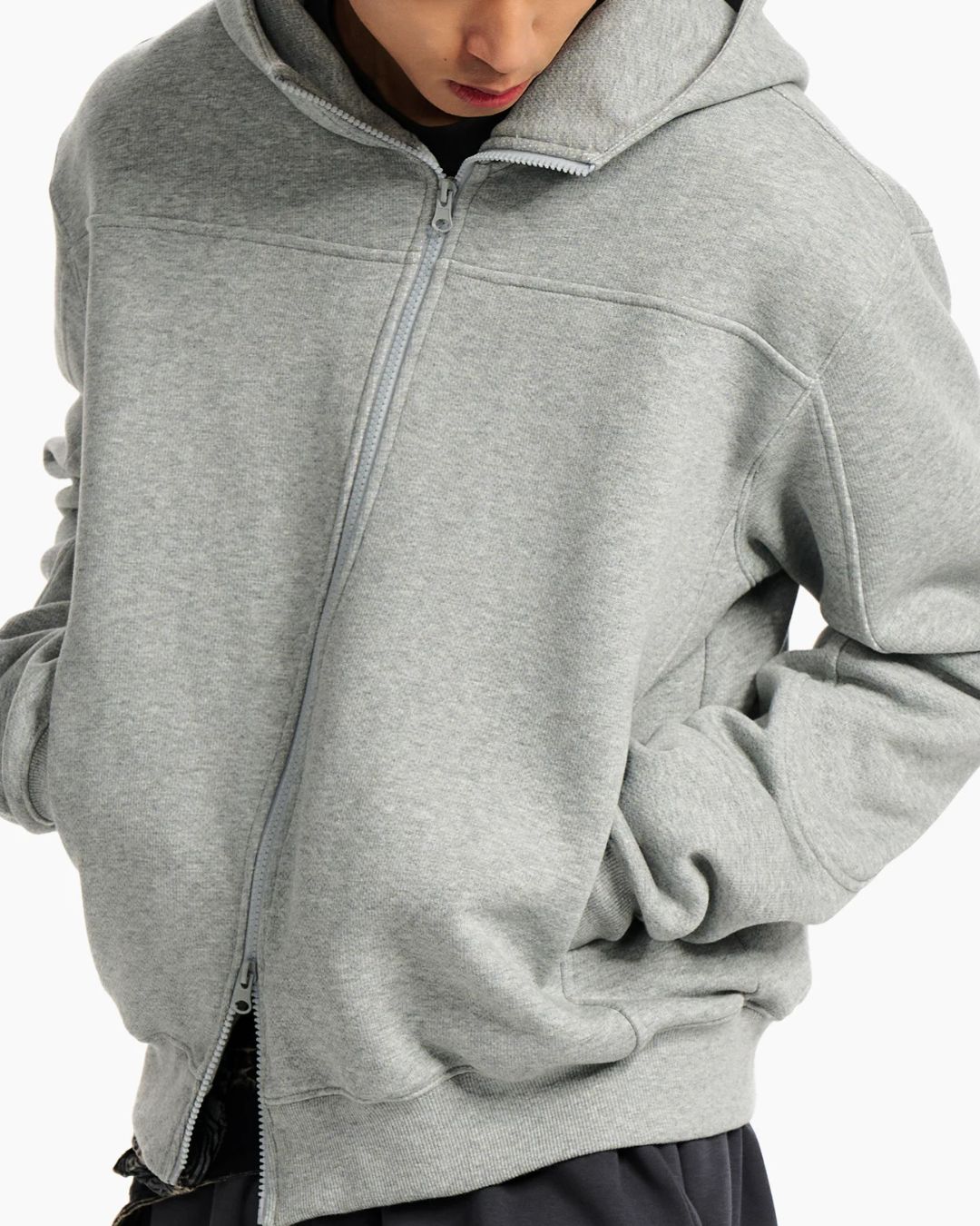 Diagonal Zip Hoodie　HD088