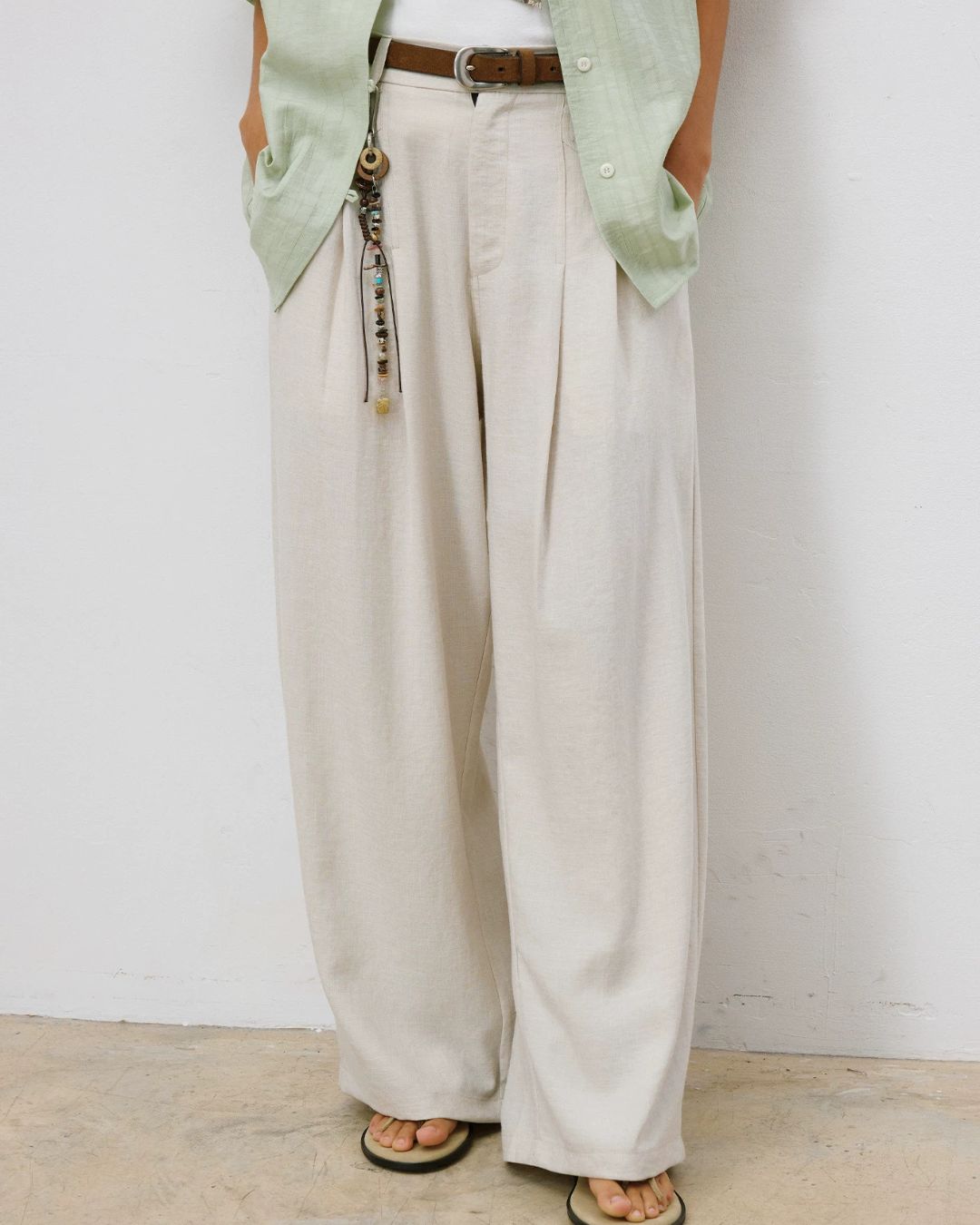 Linen Pleated Wide Pants　WP110
