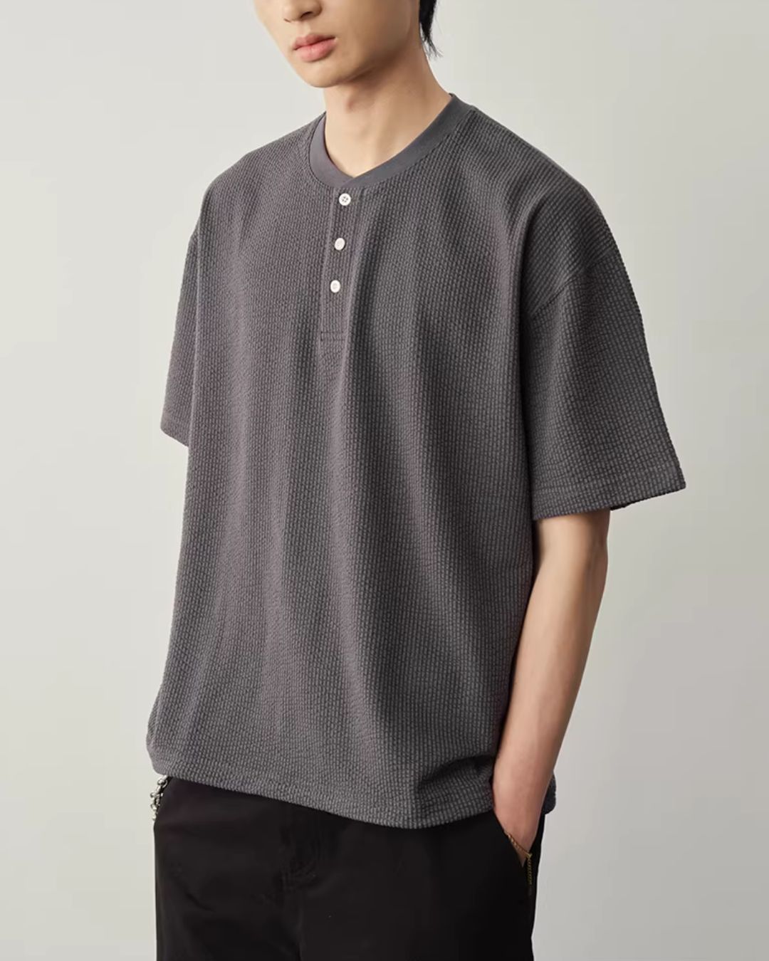 【10日以内お届け】Thermal Henley Neck T-shirt　ST182