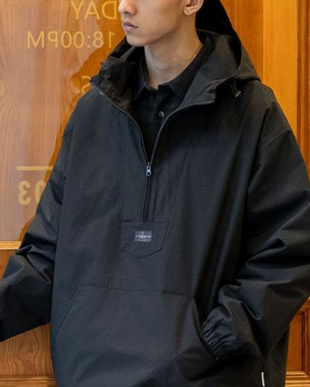 Half-Zip Check Hooded Jacket　JK237