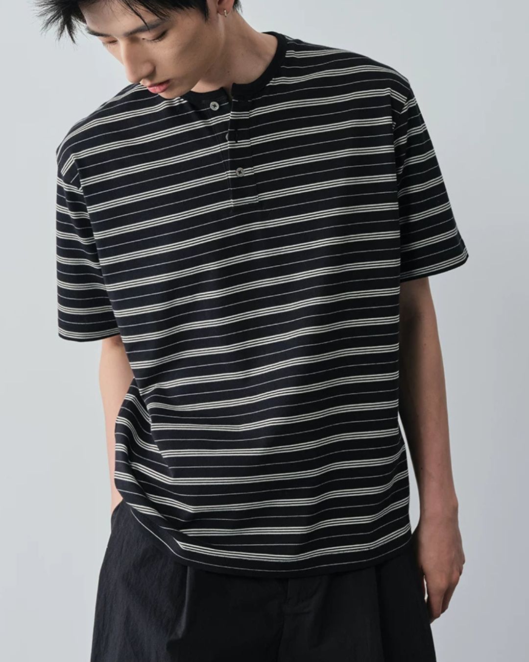 Border Henley T-Shirt　ST208