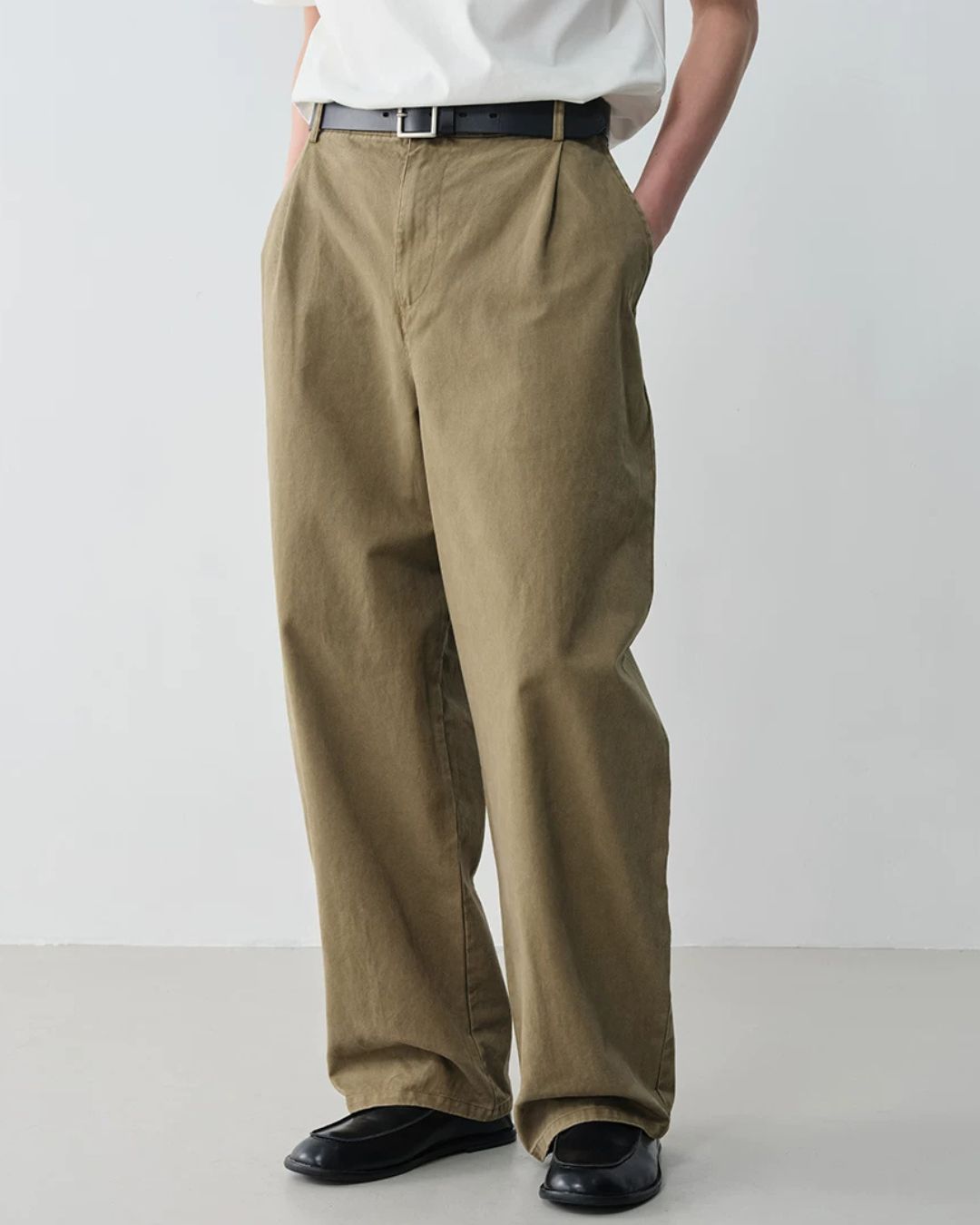 Pleated Cotton Wide Pants　WP102