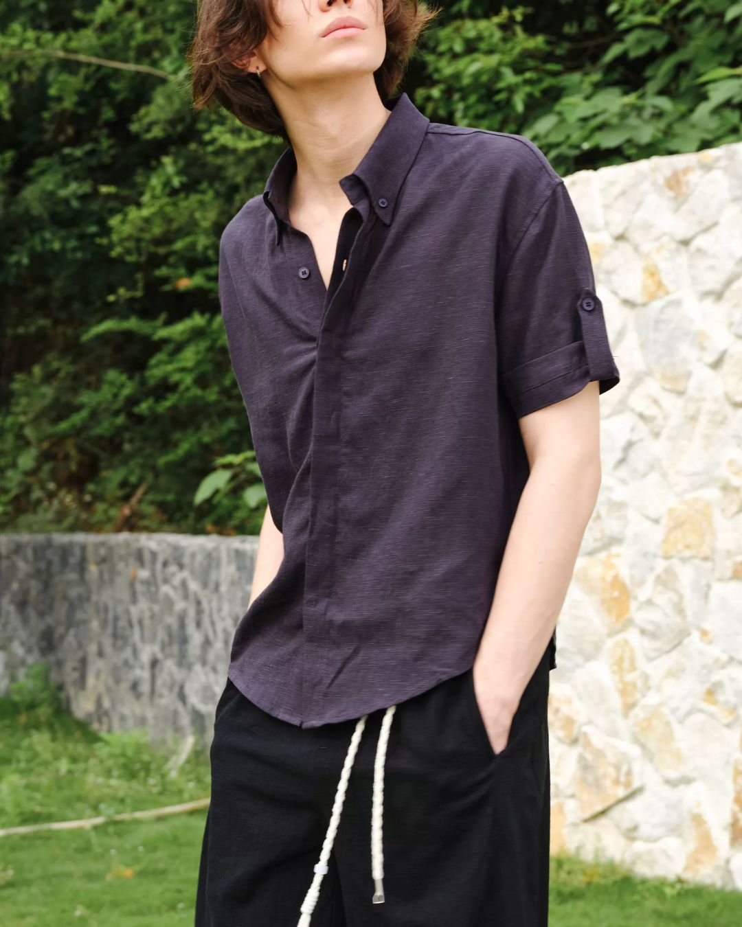 Roll-Tab Linen Shirt 　SS093