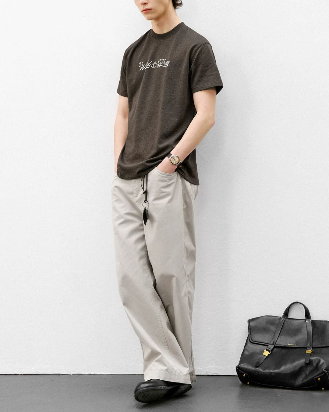 Textured Logo Crew Neck T-Shirt　ST188