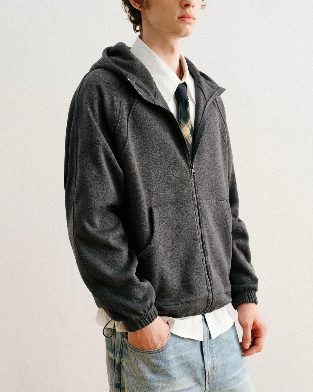 Heathered Zip Hoodie　HD085