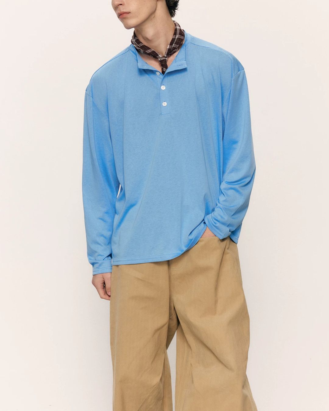 Relaxed Slub Henley T-Shirt　LT089