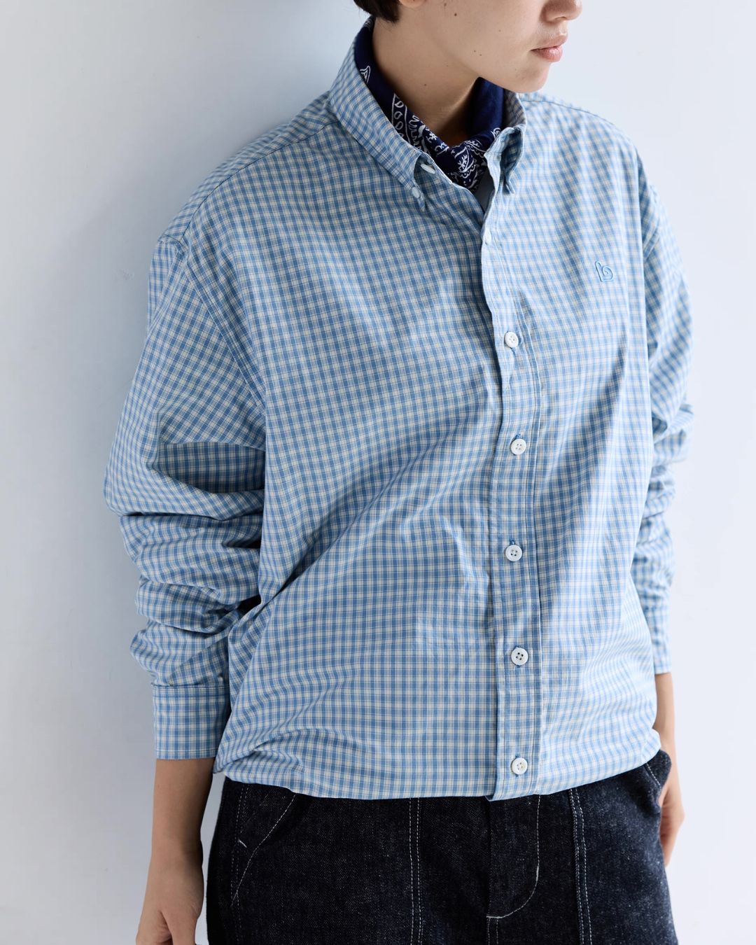 Cotton One-point Check Shirt　LS103