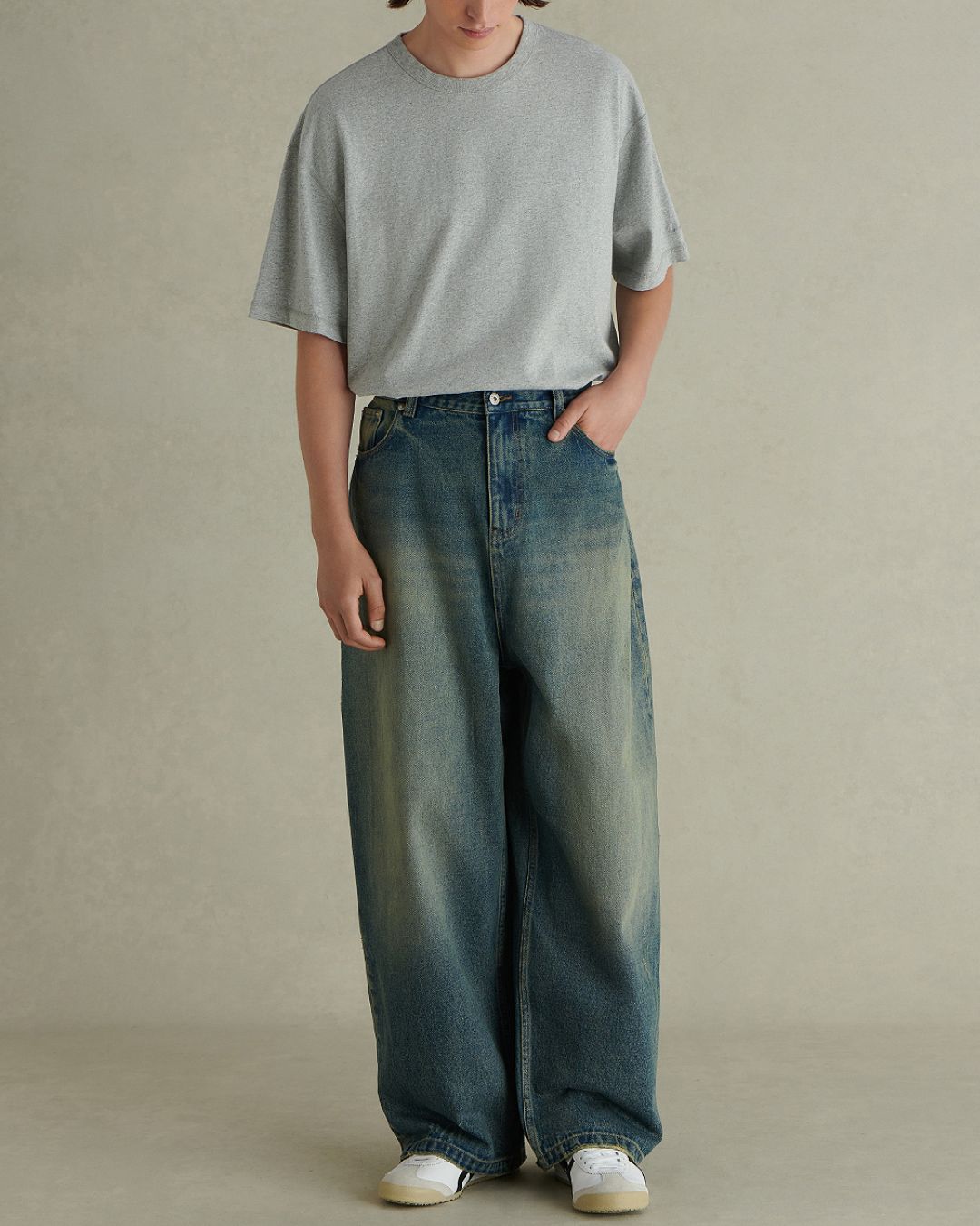 Washed Wide Denim Pants　DP047