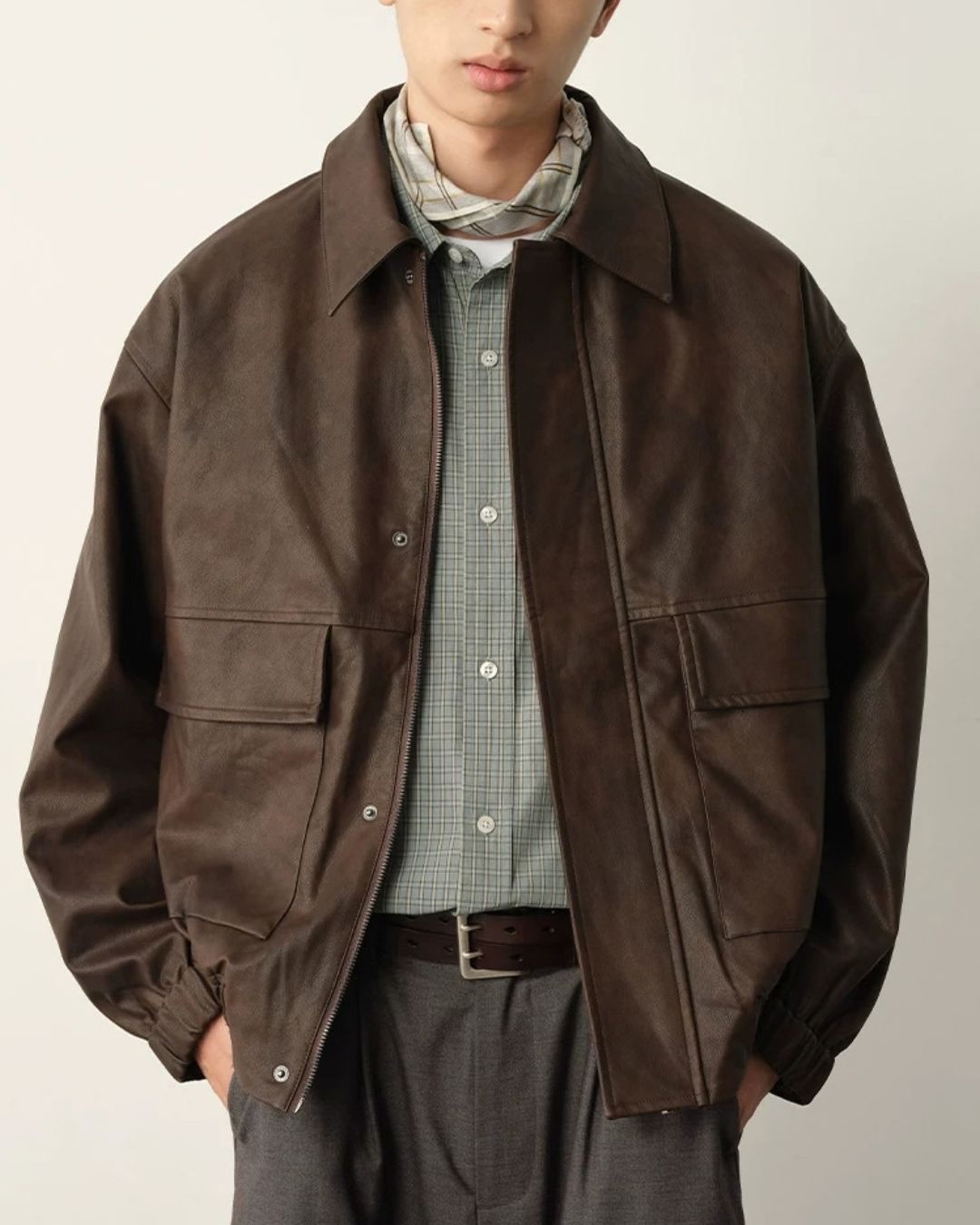 Retro PU Leather Jacket　JK260
