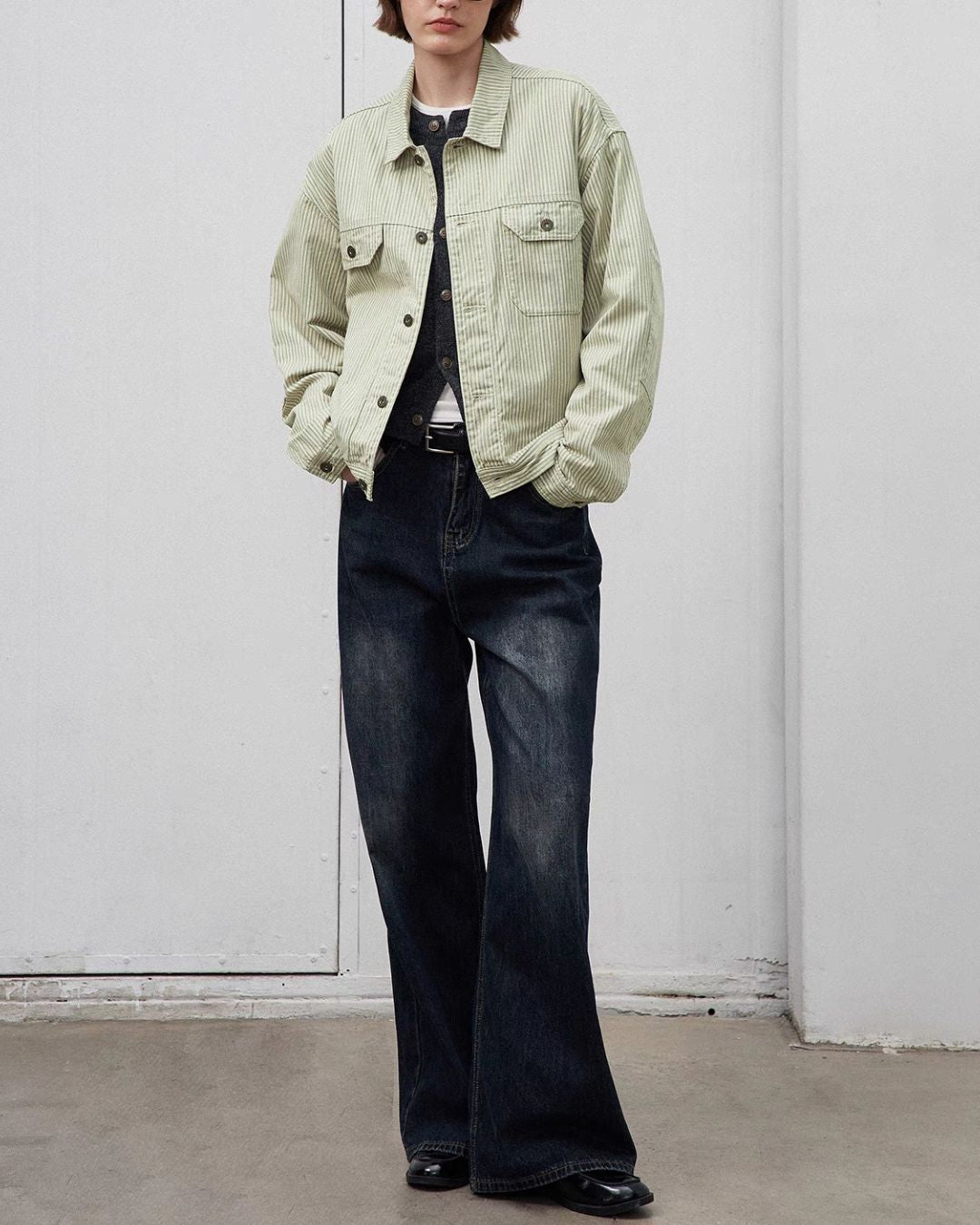 Green Striped Work Jacket　JK220