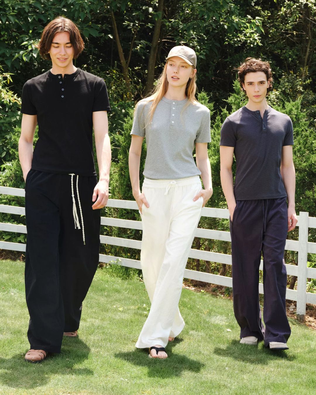 Henley-Neck Slub T-Shirt　ST219