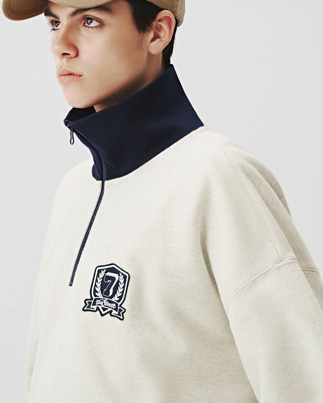 College Style Half Zip Sweat　SW070