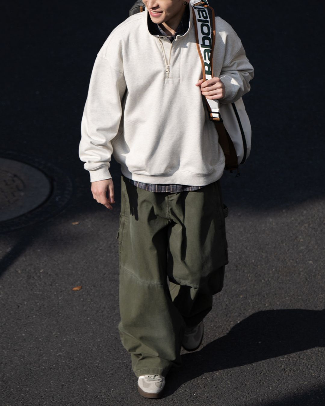 【10日以内お届け】Half-zip Buttoned Sweat　SW096