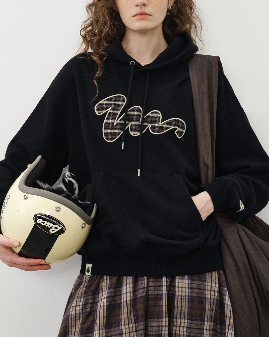 Check Patch Hoodie　HD074