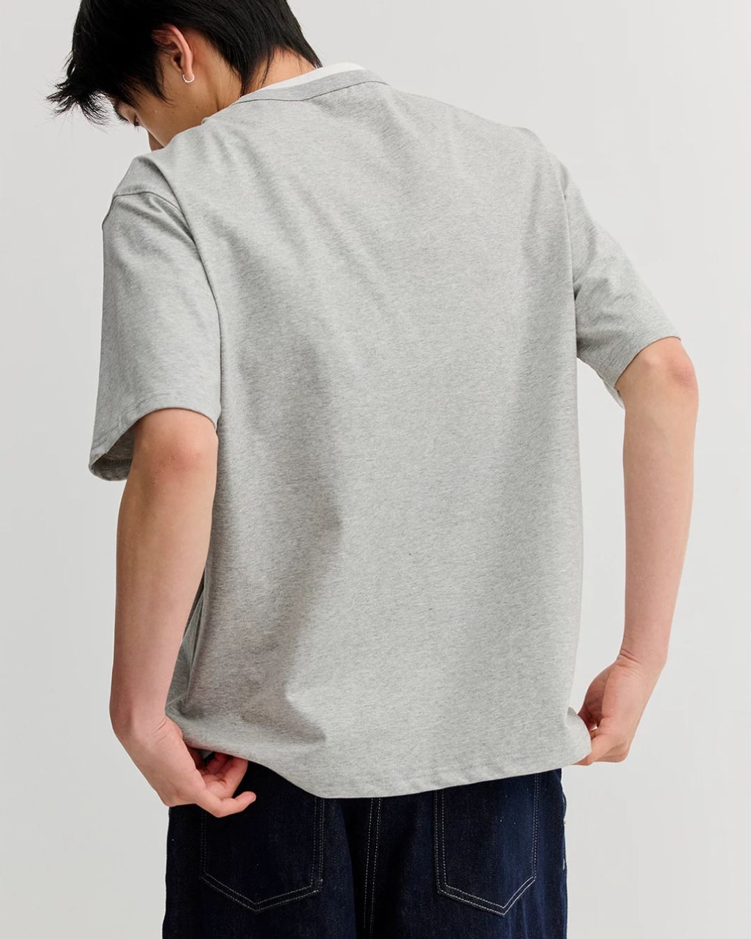 Relaxed Dry Henley Neck T-Shirt　ST222