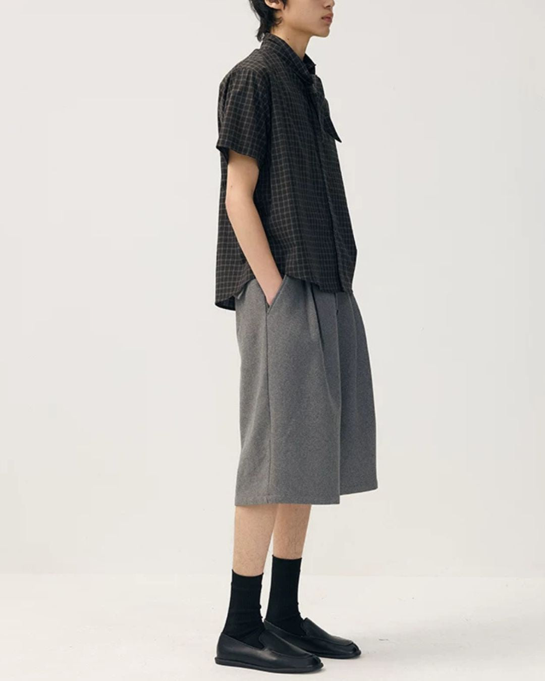 Tie-collar Retro Check Shirt　SS085