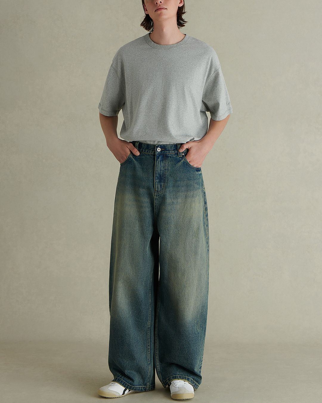 Washed Wide Denim Pants　DP047