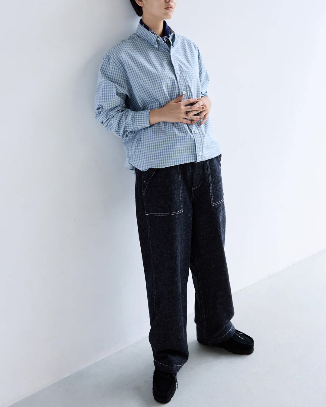 Cotton One-point Check Shirt　LS103