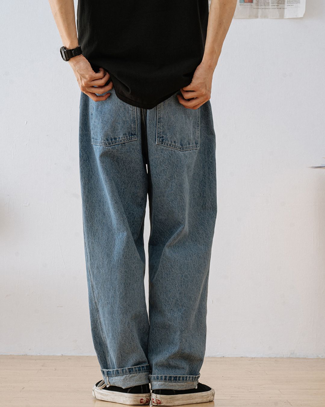 Washed Wide Denim Pants　DP033