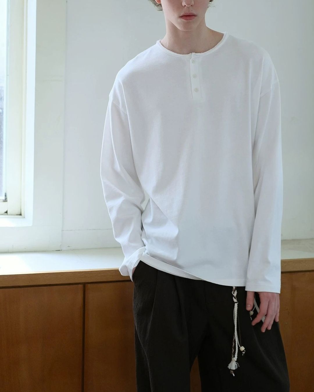 Washed Henley T-Shirt　LT093