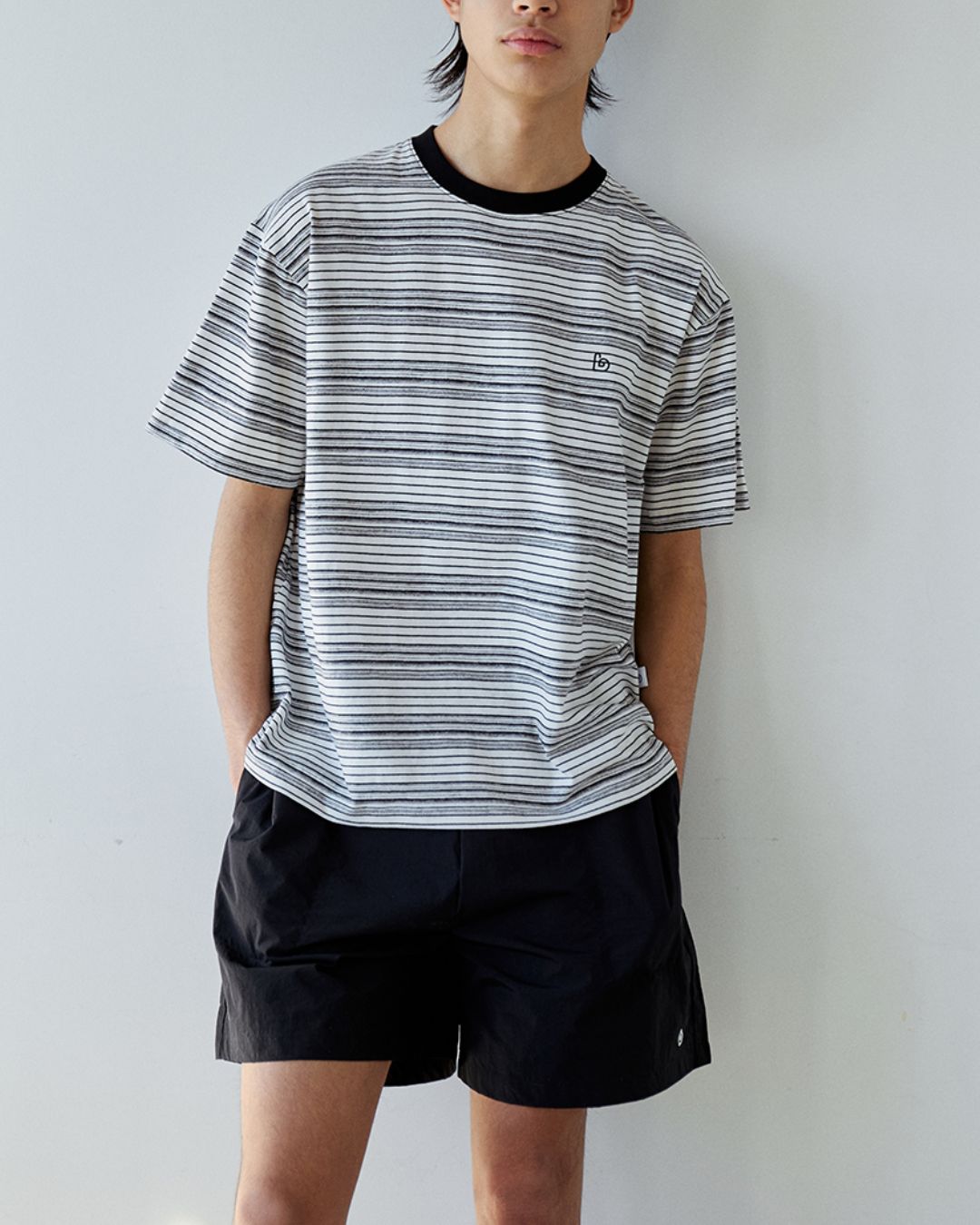 Casual Mono-Tone Border T-shirt　ST150