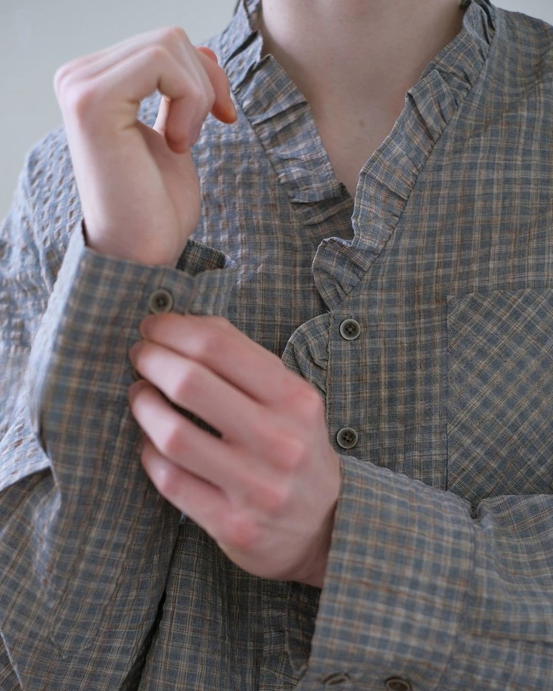 Ruffle Check Shirt　LS114