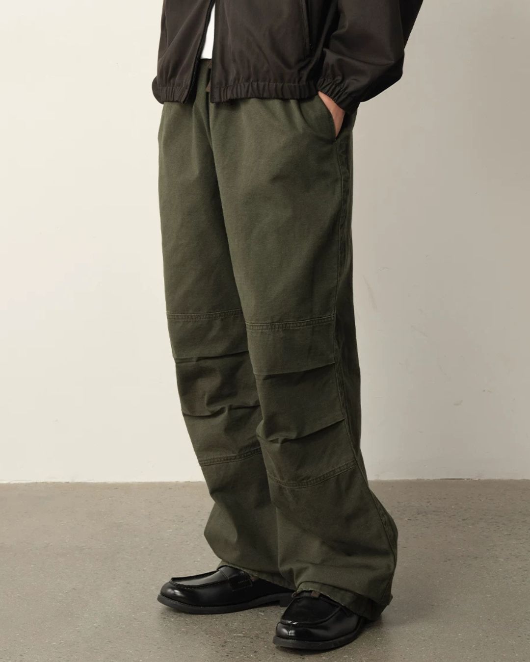 Washed Panel Wide Pants　WP126
