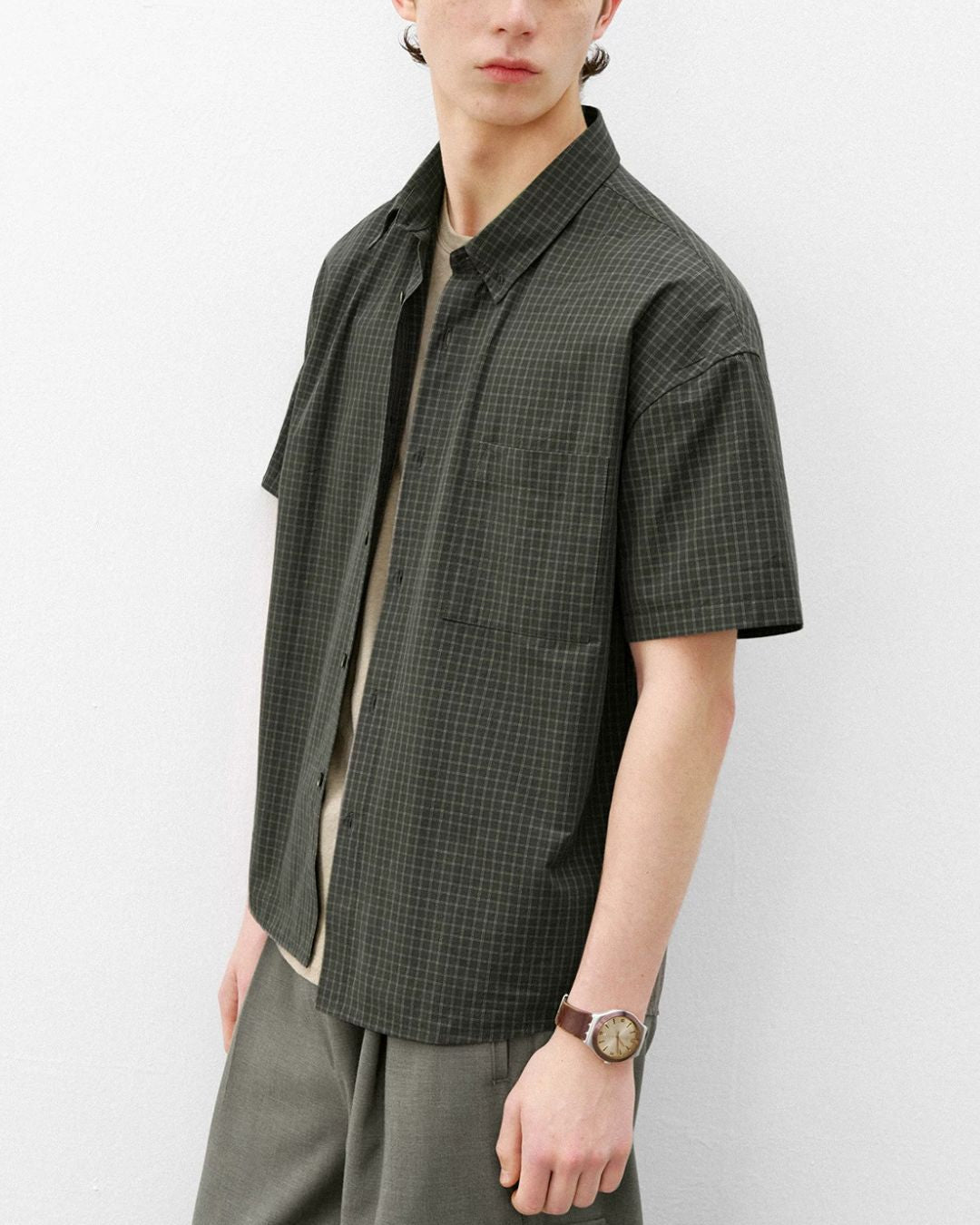 Sand-washed Plaid Shirt　SS094