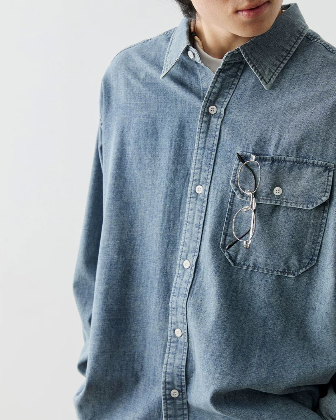 Washed Denim Utility Pocket Shirt　LS109