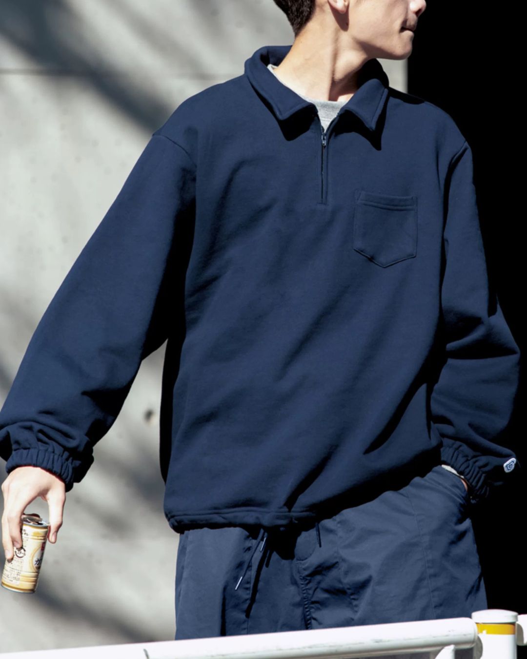 【10日以内お届け】Balloon Sleeve Half Zipper　SW009