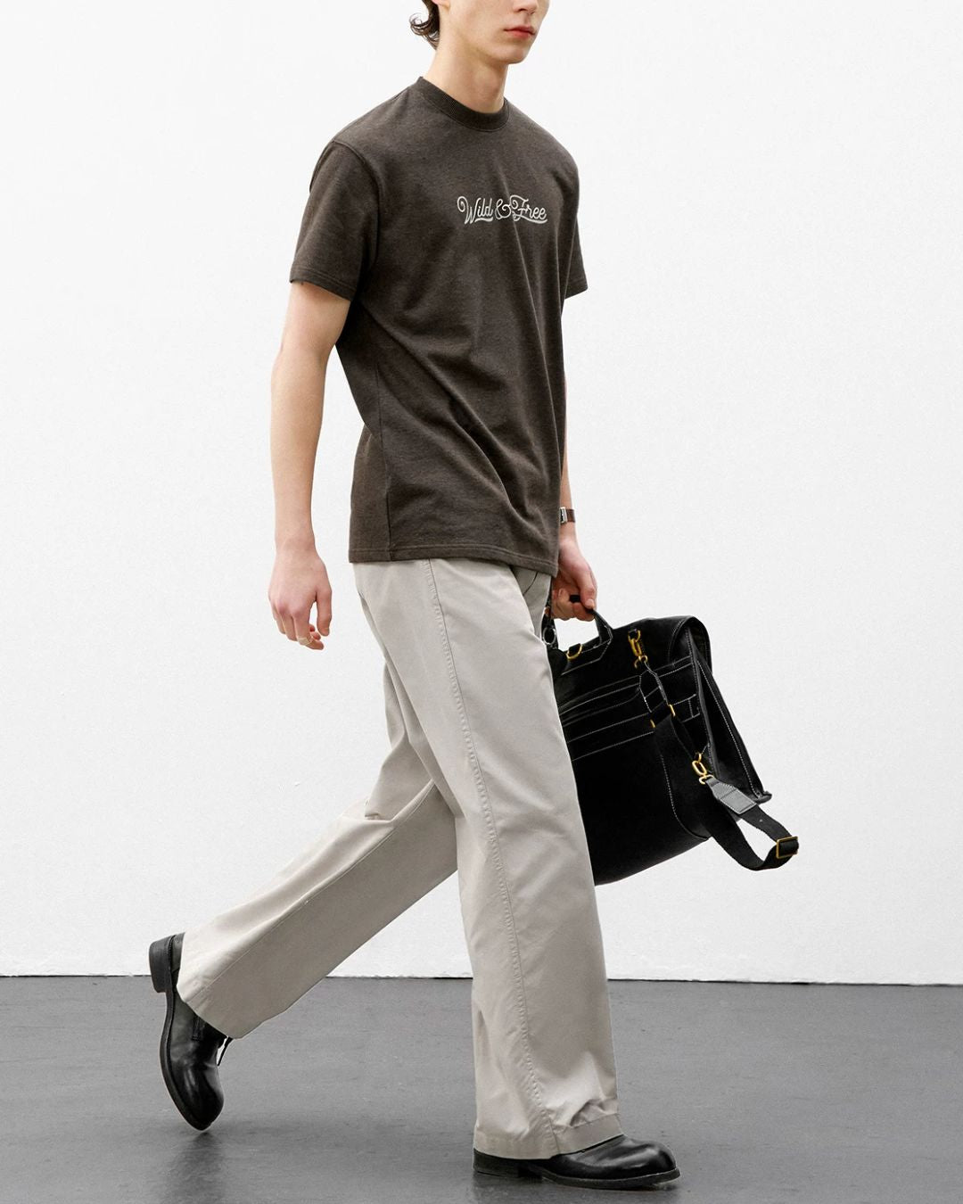 Textured Logo Crew Neck T-Shirt　ST188