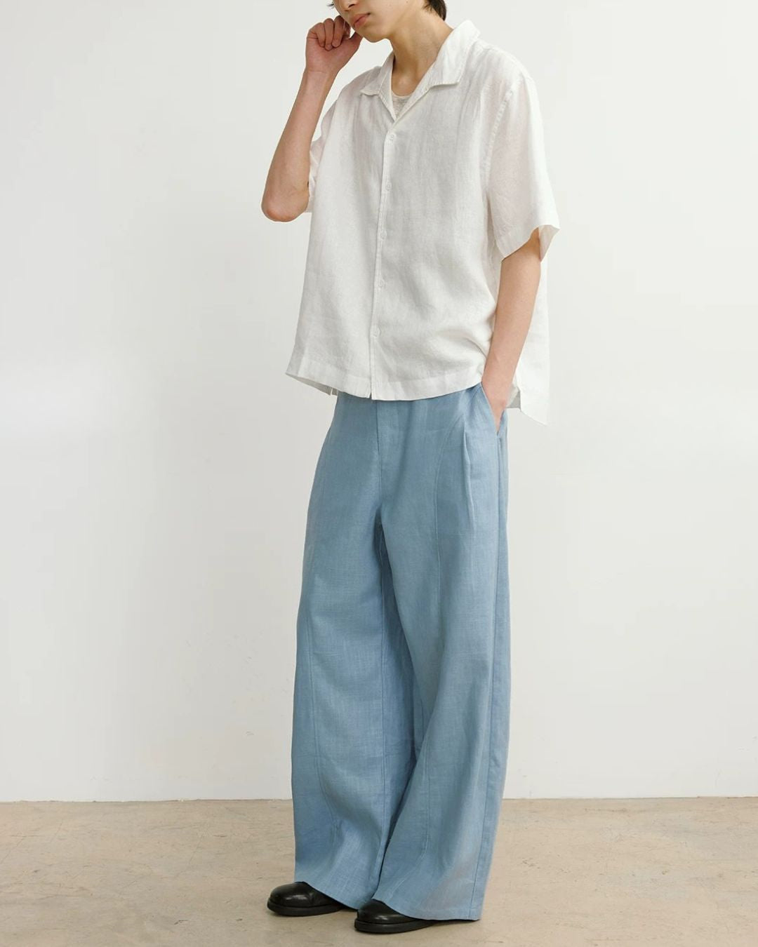 Natural Linen Open-collar Shirt　SS089