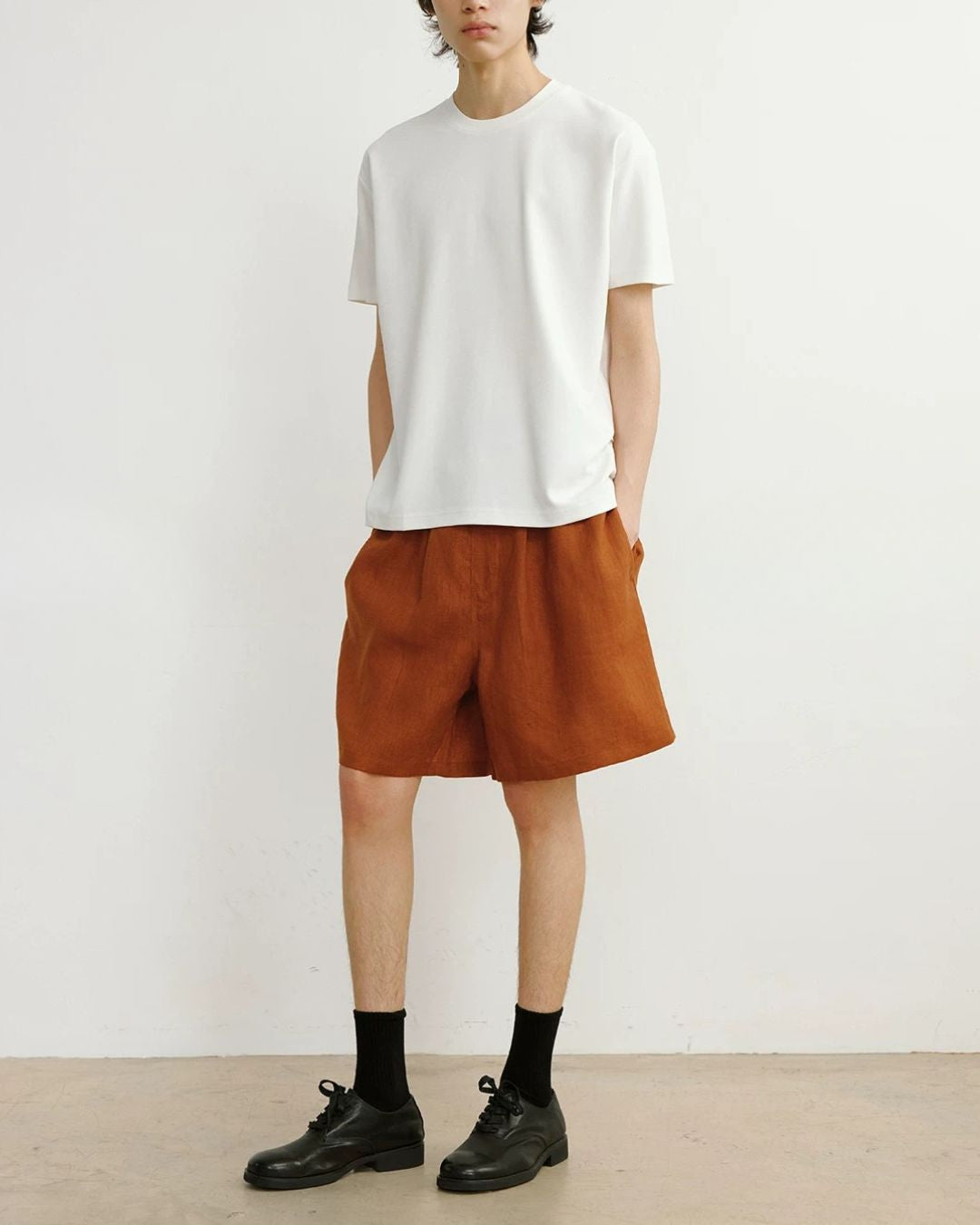 Natural Linen Drawstring Shorts　SP074