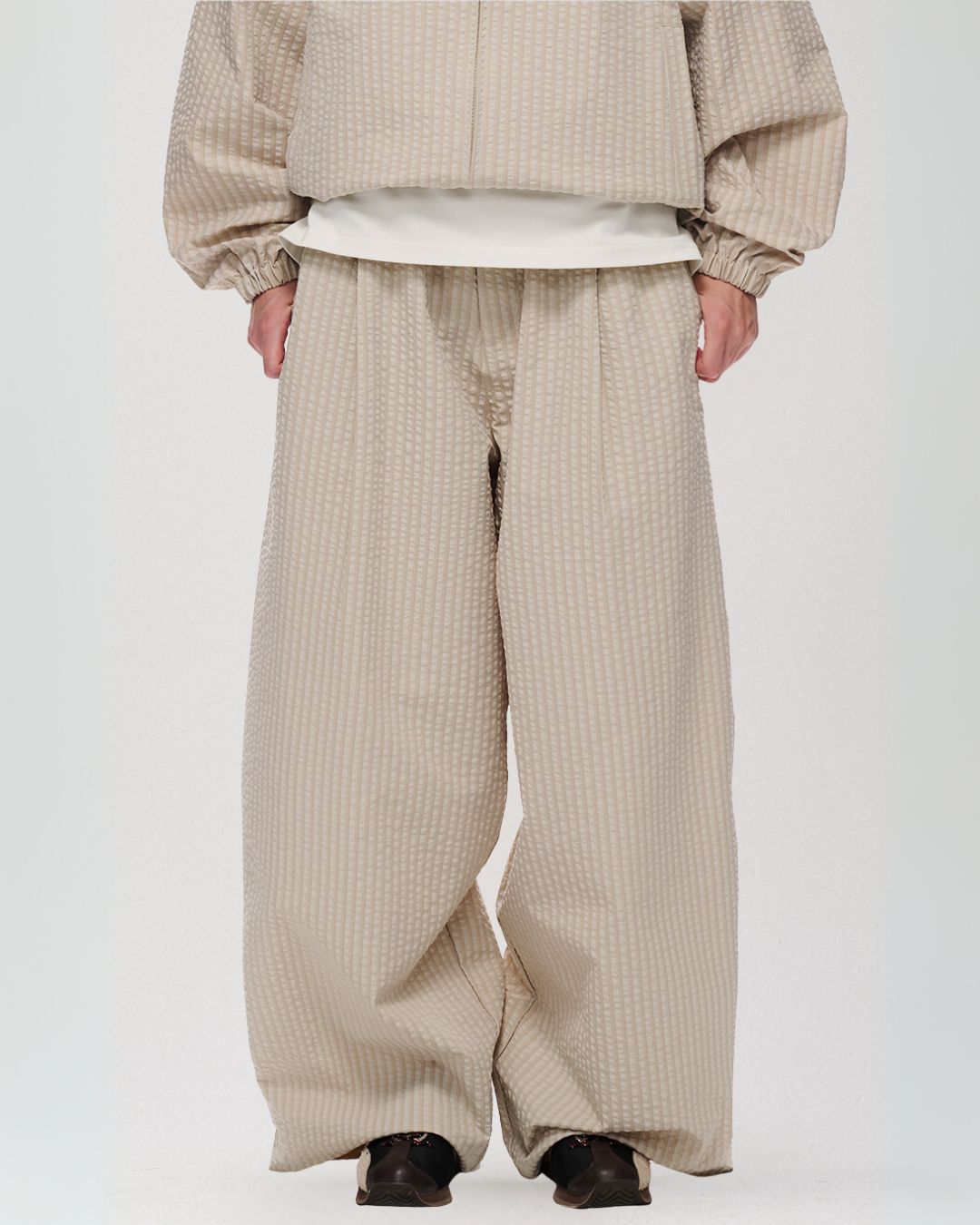 Tuck Wide Check Pants　WP083