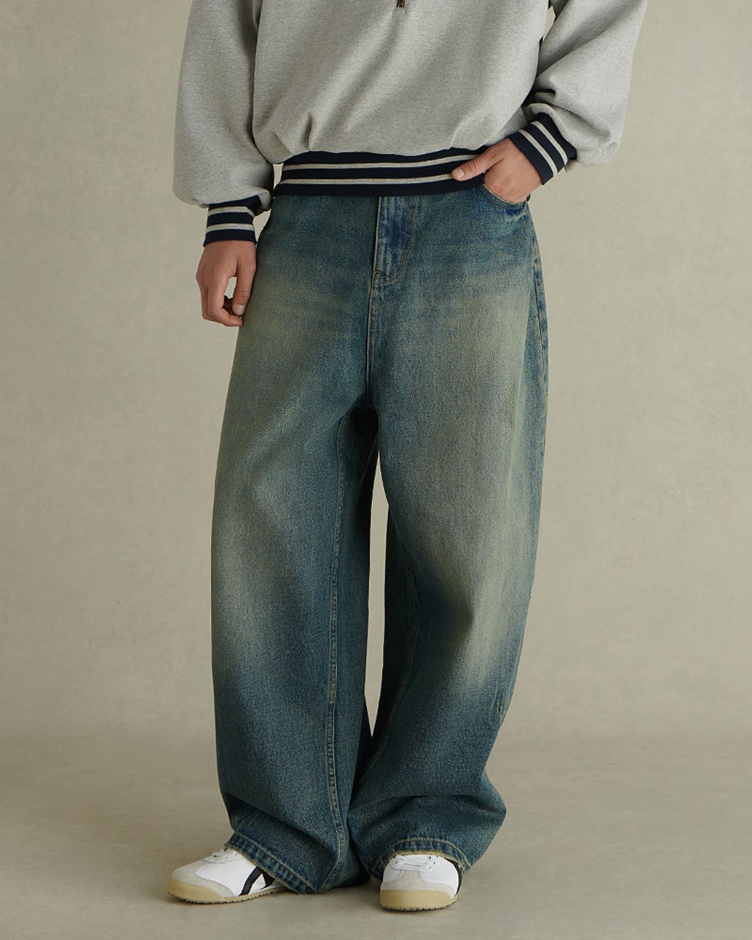 Washed Wide Denim Pants　DP047